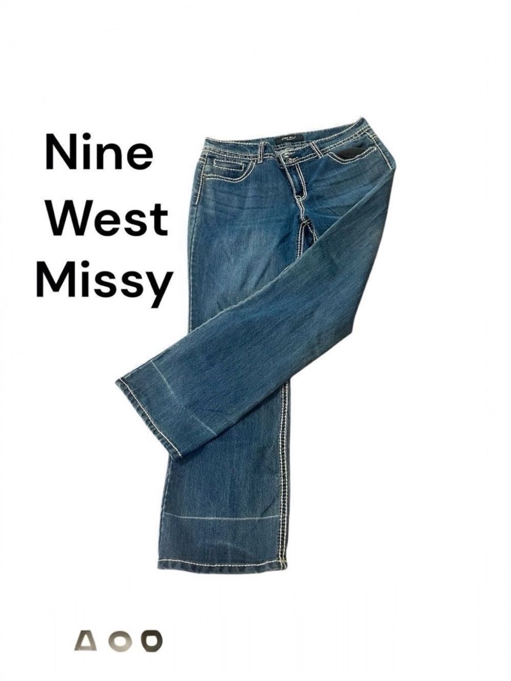 Nine West Bootcut Mid Rise Embellished Pockets Blue Size 12/30